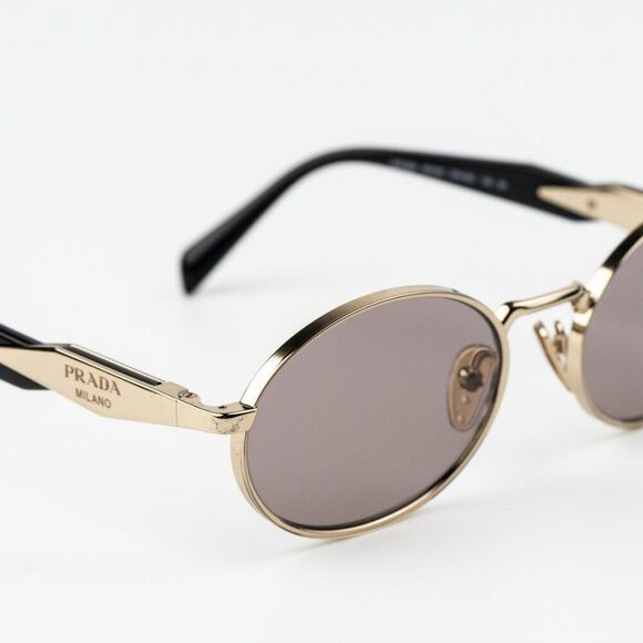 NEW Prada PR65ZS ZVN20I Pale Gold Purple Brown Oval Metal Unisex Sunglasses - Picture 7 of 11